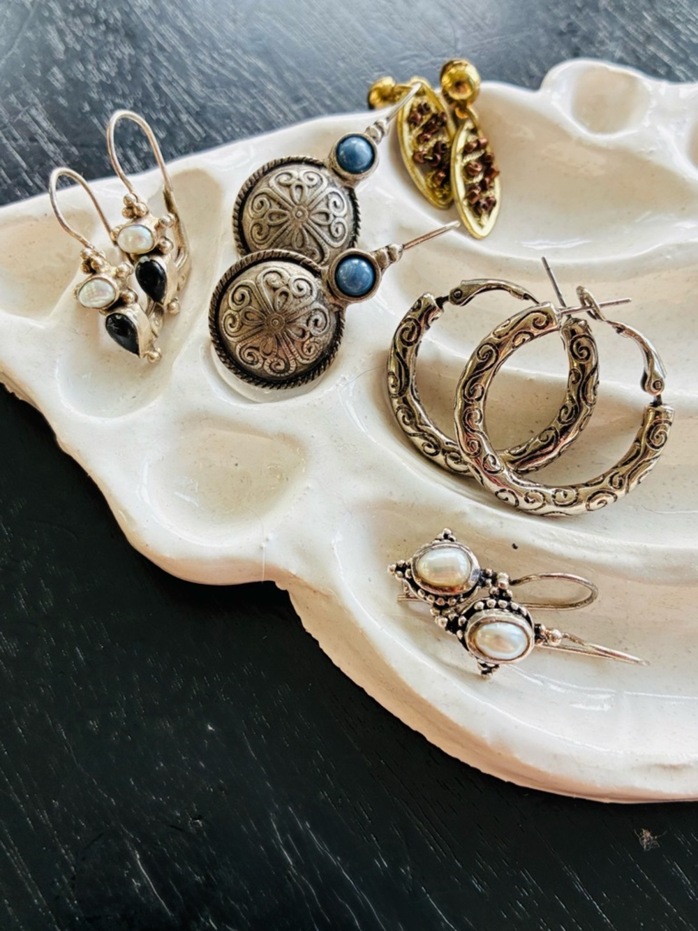Lot of Mixed Earrings Set - Silver and Pearl Accents